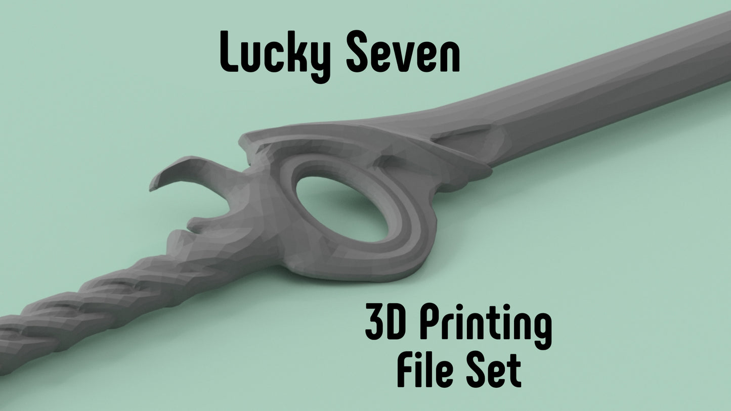 Lucky Seven Sword Model: STL 3D Printing Digital File Set