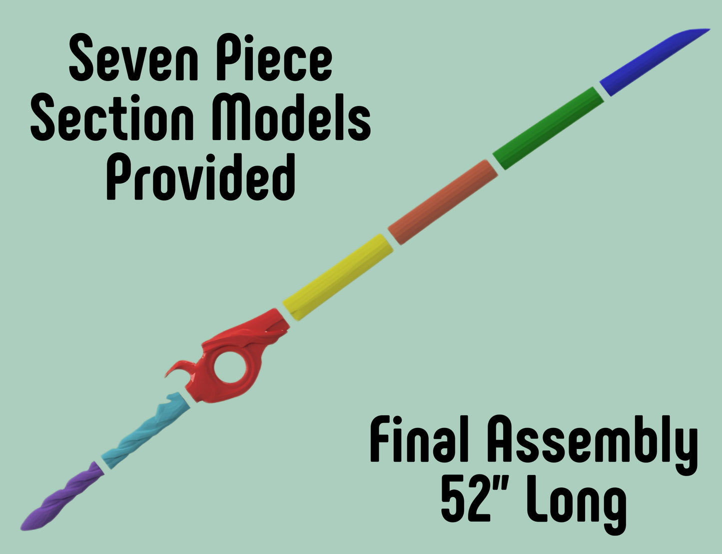 Lucky Seven Sword Model: STL 3D Printing Digital File Set
